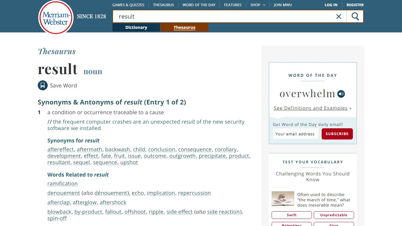 114 Synonyms & Antonyms of RESULT - Merriam-Webster